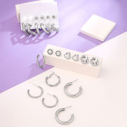 Yellow Chimes Set Of 12 Rhodium Plated Contemporary Studs Earrings-15