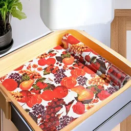 REVEXO White & Orange Printed Water-Resistant Shelf Liner Organisers-19