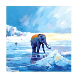 RANDOM Blue & White Arctic Elephant Birds And Animals Canvas Wall Art-image-56