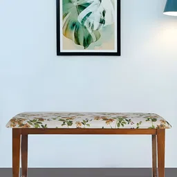 GLOBALLY INDIAN White & Green Sheesham Wooden Cushioned Rectangle Bench-image-30