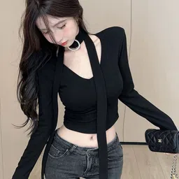 HERE&NOW Women Extended Sleeves Crop Top-picture-23