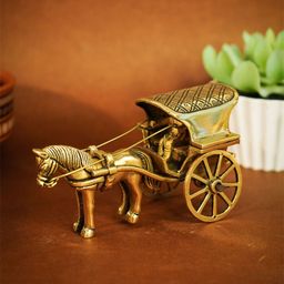 Ekhasa Gold-Toned Horse Cart Pure Brass Showpiece-image-30