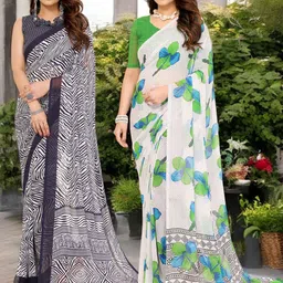Moda Rapido Pack of 2 Floral Printed Pure Georgette Saree-image-72