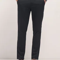 THE BEAR HOUSE Men Striped Slim Fit Formal Trousers-image-55