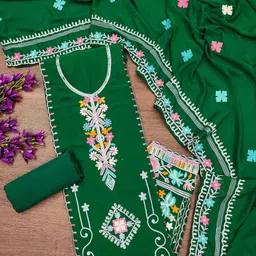 SHADOW & SAINING Embroidered Silk Georgette Unstitched Dress Material-image-55
