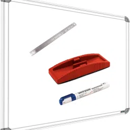 Non Magnetic 1 Glossy 2 X 2 feet Glossy White Board, One Side White Board Marker and Reverse Side Green Chalk Board Surface Whiteboard with 1 Marker, 1 Scale 30cm And 1 Duster, Whiteboards and Duster Combos-image-9
