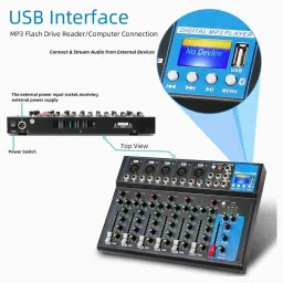 amrit Audio 7 CHANNEL SOUND MIXER INBUILT USB RECORDING,FX ECHO,48V PHANTOM POWER 3 BAND EQUALIZER USE FOR LIVE SHOW,DJ SOUND, STUDIO MULTIPURPOSE image 2