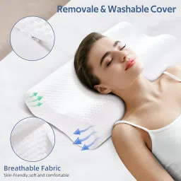 np-hvrd Cervical Contour Smooth Memory Foam Pillow, Orthopedic, Stomached, Side Sleepers Memory Foam Nature Orthopaedic Pillow Pack of 1 image 5