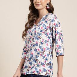 HERE&NOW Floral Print V-Neck Kurti-picture-21