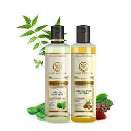 Khadi Natural Neem & Aloevera + Saffron, Tulsi & Reetha Hair Shampoo Combo - 420ml-51
