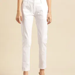 ether Women White Straight Fit Solid Sustainable Formal Trousers-image-91