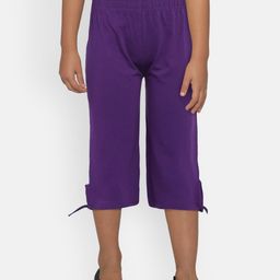 SINI MINI Girls Purple Solid Regular Fit Capris-image-94
