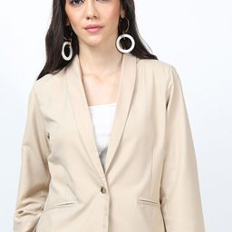 Tokyo Talkies Beige Shawl Collar Single Breasted Blazer-picture-50