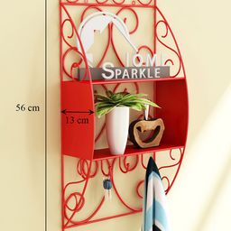 Home Sparkle Red Wall Shelf with Cut Work image 2