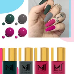 MI FASHION Set Of 4 Velvet Matte High-Pigmented Nail Polish - 9.9ml Each-image-93