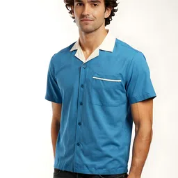 glitchez Cuban Collar Relaxed Fit Shirt-image-79