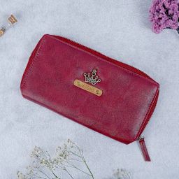 Cherry Red Zip Wallet For Women - Personalized-20