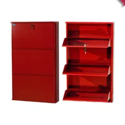 Delite Kom Powder Coated Brick Red Wall Mounted Metal Shoe Rack ( 3 Shelves DIY)-image-62