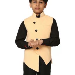 TAHVO Kids Cream Slim Fit Nehru Jacket-picture-32