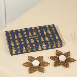 Fabindia Shalimar Gold Metal Tlite Holder Shalimar Gift Set-41