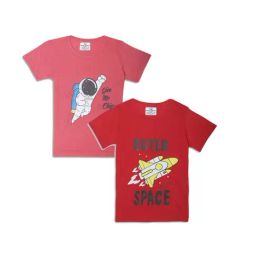 Vimal Jonney Kids Red & Pink Printed T-Shirt (Pack of 2)-17