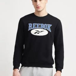 Reebok Black Cotton Regular Fit Printed Sweatshirt-image-40
