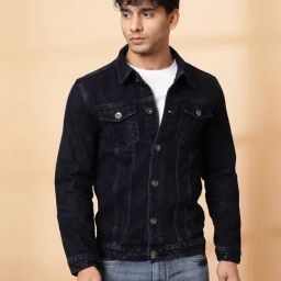 Rigo Indigo Regular Fit Solid Stone Wash Denim Jacket-image-29