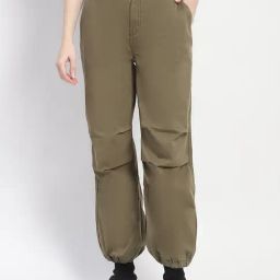 MADAME Olive Cotton Relaxed Fit High Rise Joggers-image-69
