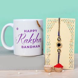 Voylla Set Of 2 Stone Studded Thread Rakhi With Mug & Roli Chawal-image-15