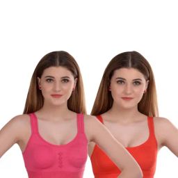 AROUSY Pink & Orange Cotton Beginner's Bra - Pack Of 2-image-61
