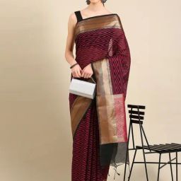 Kalyan Silks Black Cotton Woven Saree With Unstitched Blouse-picture-27