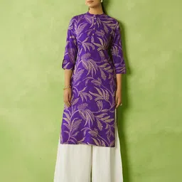 Anouk Women Floral Printed Foil Print Festive Straight Kurta-picture-49