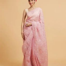Mohey Baby Pink Thread Work Saree-picture-42