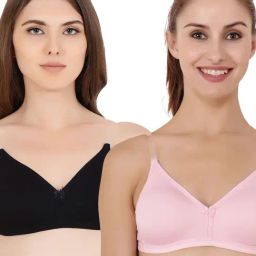 Floret Multicolor Non Wired Non Padded T-Shirt Bra (Pack Of 2)-image-9