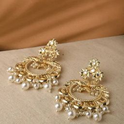 Fida Pearl White Dangler Earrings-image-31