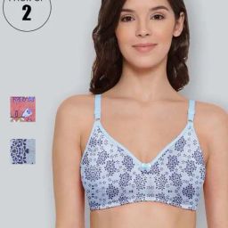 Lyra Peach & Blue Cotton Printed T-Shirt Bras - Pack Of 2-picture-13