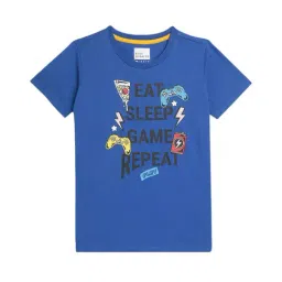 Blue Giraffe Kids Blue Graphic Print T-Shirt-image-95