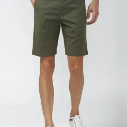 Peter England Green Cotton Regular Fit Shorts-picture-14