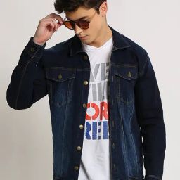 VOXATI Dark Blue Full Sleeves Shirt Collar Denim Jacket-image-64