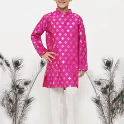 Little Bansi Magenta & White Printed 1 Kurta + 1 Pyjamas-image-17