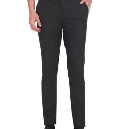 Arrow New York Charcoal Slim Fit Self Pattern Trousers-image-70