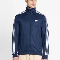 Adidas Originals Blue Cotton Regular Fit Striped Sports Jacket-image-41