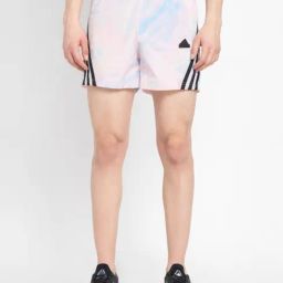Adidas Pink Loose Fit Striped Sports Shorts-image-47