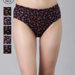 Dixcy Slimz Black & Blue Printed Hipster Panty - Pack Of 6-image-9
