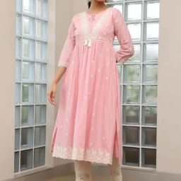 Libas Pink Regular Fit Floral Kurtas-image-97