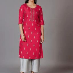 Libas Pink Regular Fit Geometric Kurtas-image-97