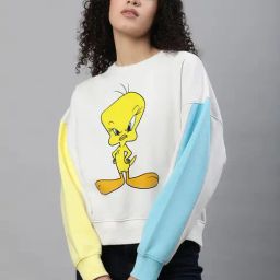 Free Authority White & Yellow Color-Block Sweatshirt-picture-17