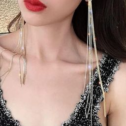 Estailo fashion Silver Plated Tasselled Contemporary Drop Earrings-image-12