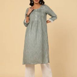 Jaipur Kurti Grey Printed Straight Kurta-image-49