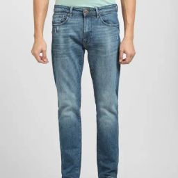SELECTED HOMME Blue Cotton Slim Fit Distressed Jeans-image-34